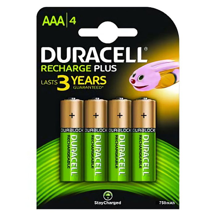Duracell Pack de 4 pilas AAA HR3-B recargables 1,2V 750 mAh Duracell Pack de 4 pilas AAA HR3-B recargables 1,2V 750 mAh